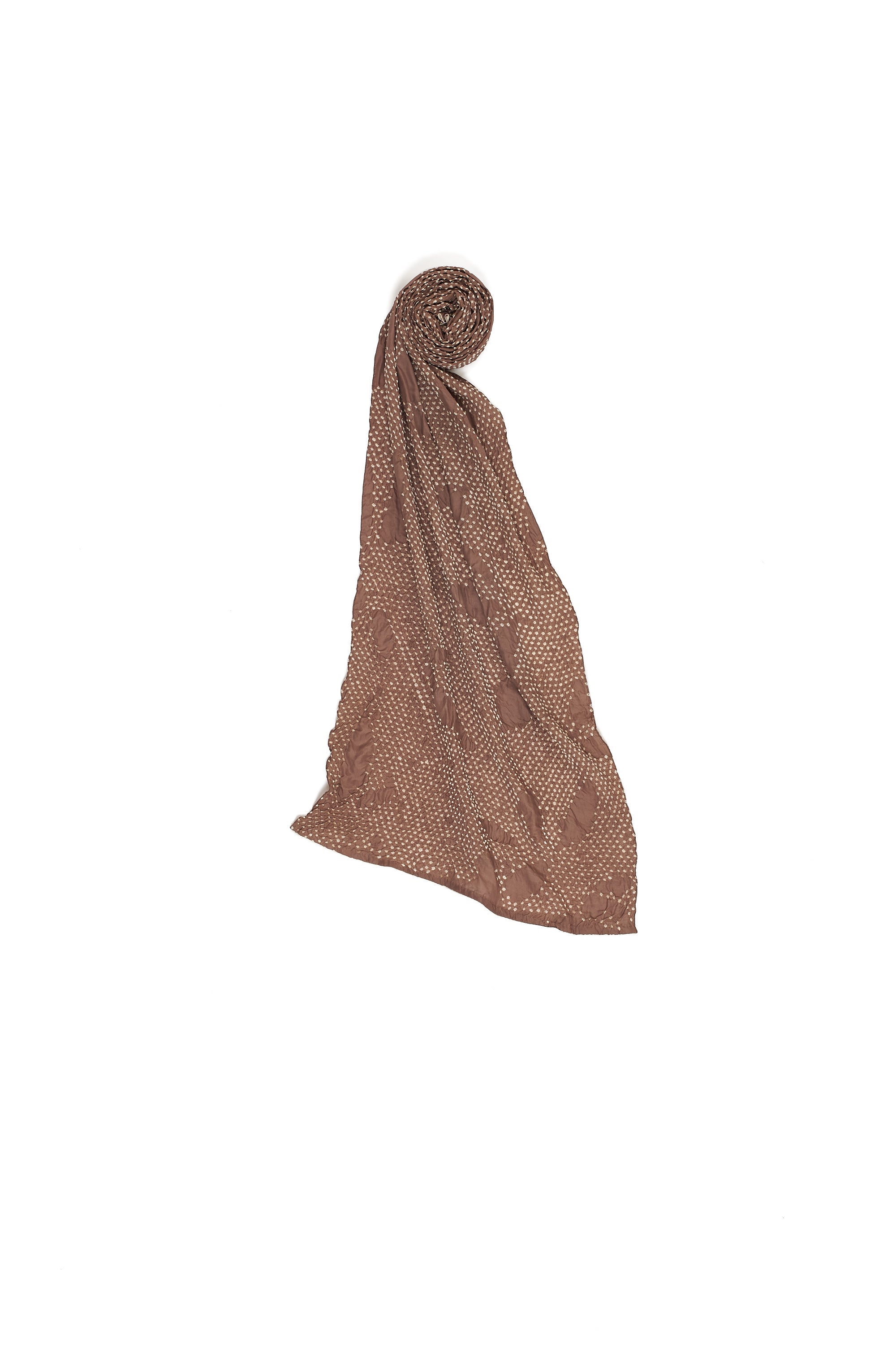 BROWN SILK WITH BANDHANI SCARF