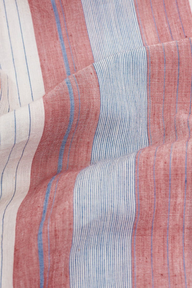 MULTI COLOURED STRIPE COTTON SILK SUMMER DRESS