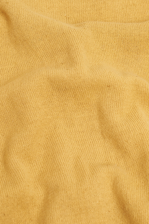 Ochre Yellow Organic Cotton Relaxed Fit Knitted T-Shirt With Hand Embroidered Details