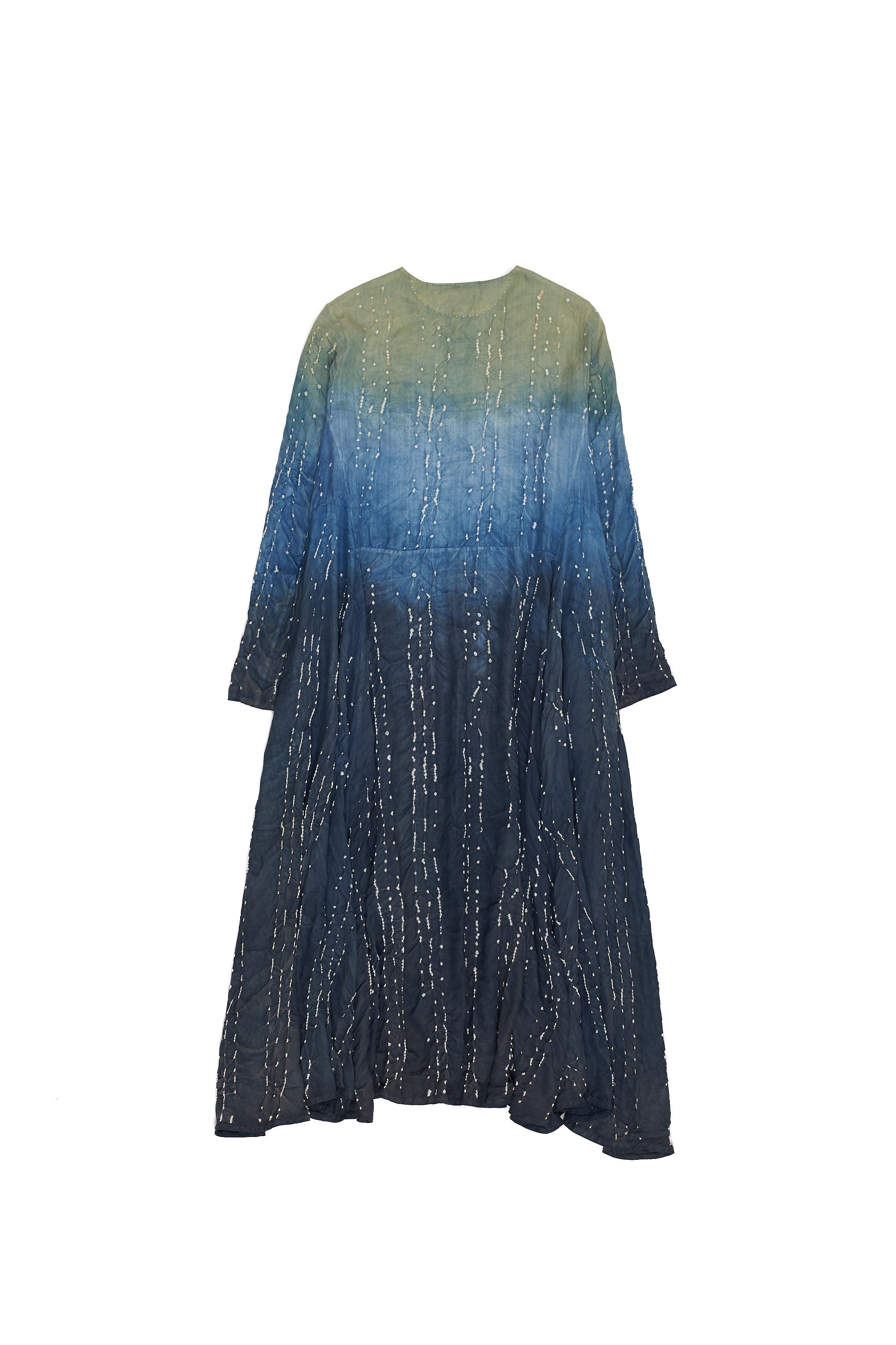 MIDNIGHT INDIGO SILK DRESS WITH BANDHANI