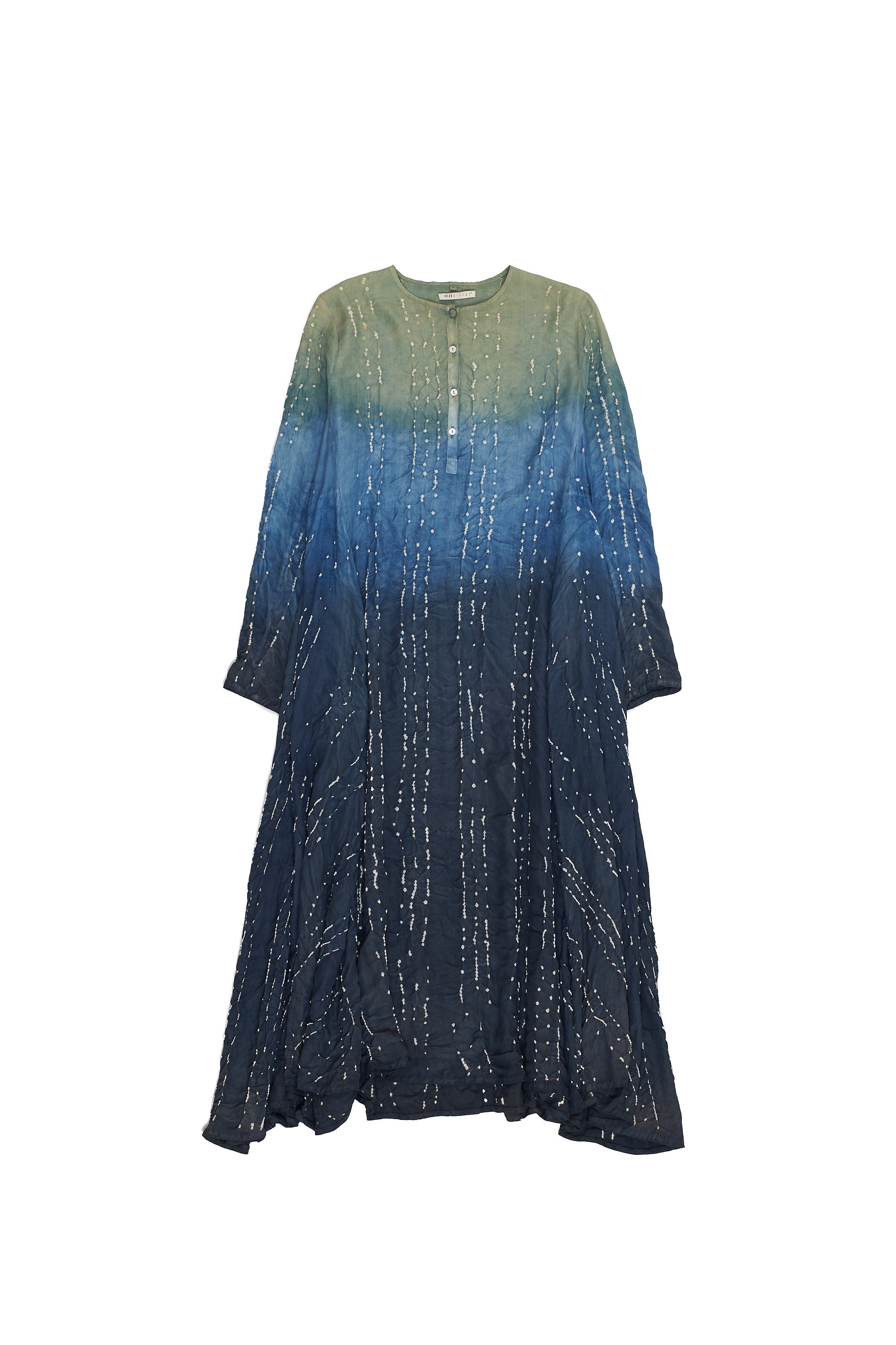 MIDNIGHT INDIGO SILK DRESS WITH BANDHANI