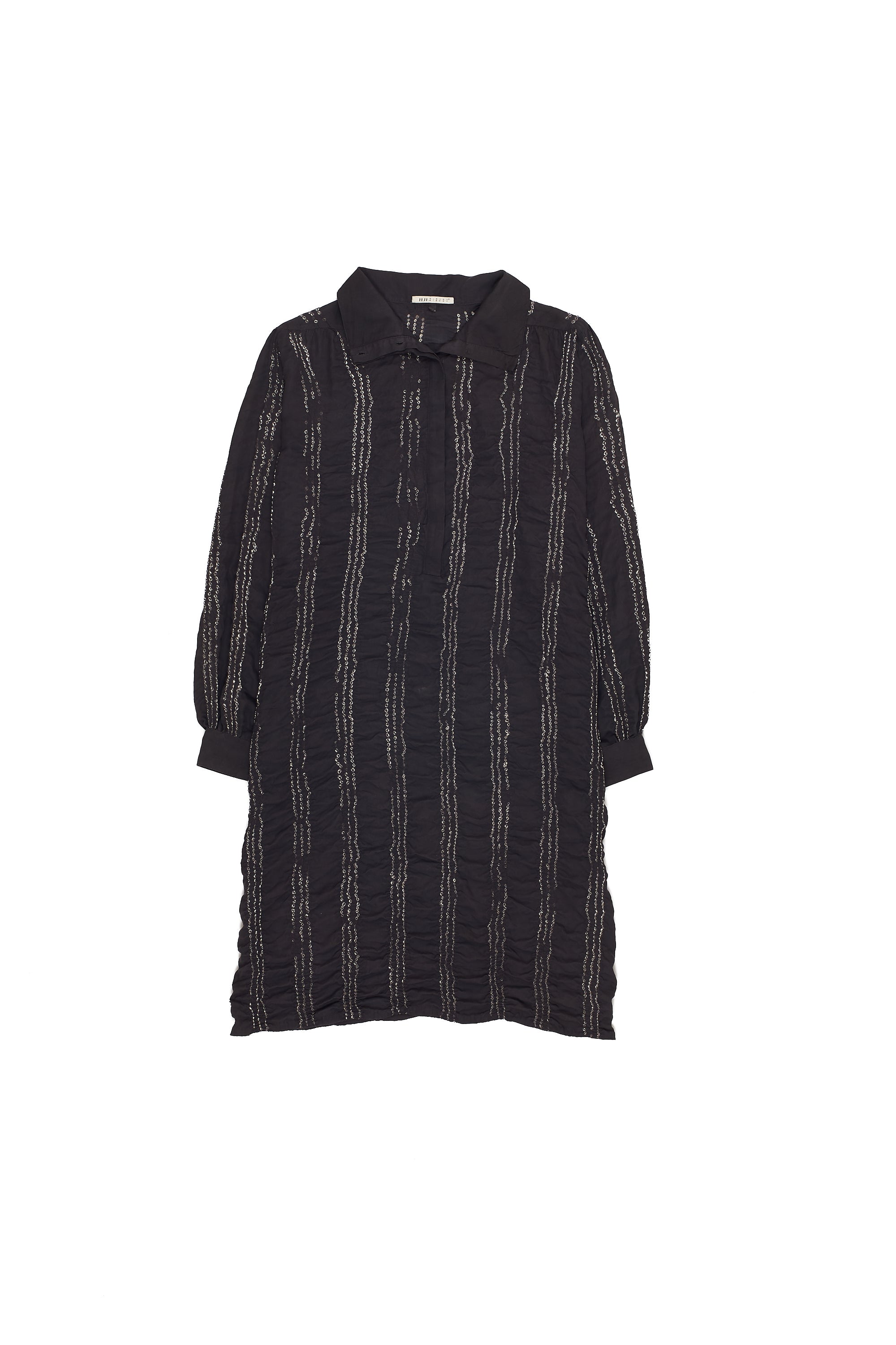 SILK FUNNEL NECK KURTA WITH BANDHANI STRIPES