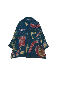 Statement Handpainted Silk Shirt Crafted With Bandhani