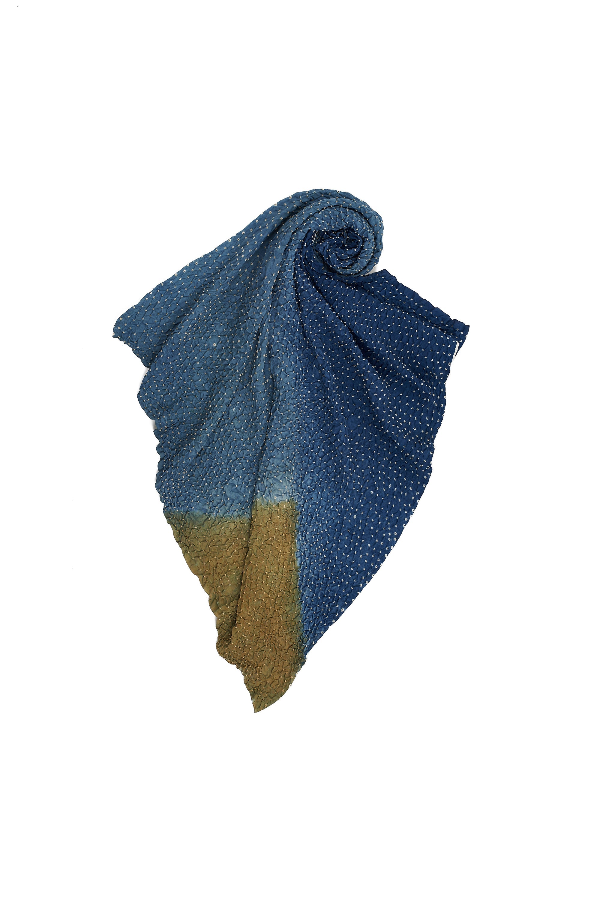 MEDIUM INDIGO SILK BANDHANI SCARF