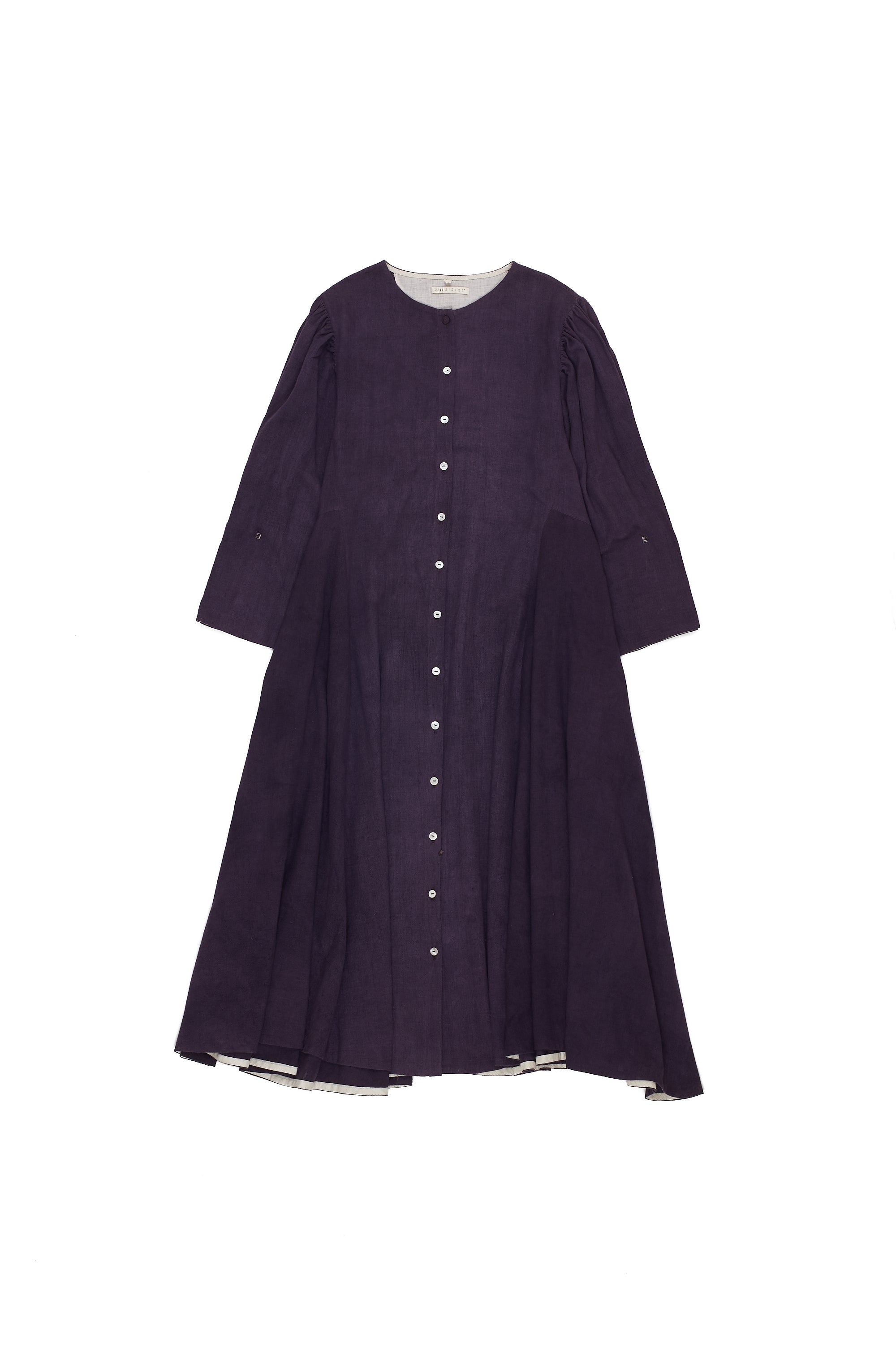 DEEP VIOLET PANELLED FLARED ORGANIC COTTON DRESS