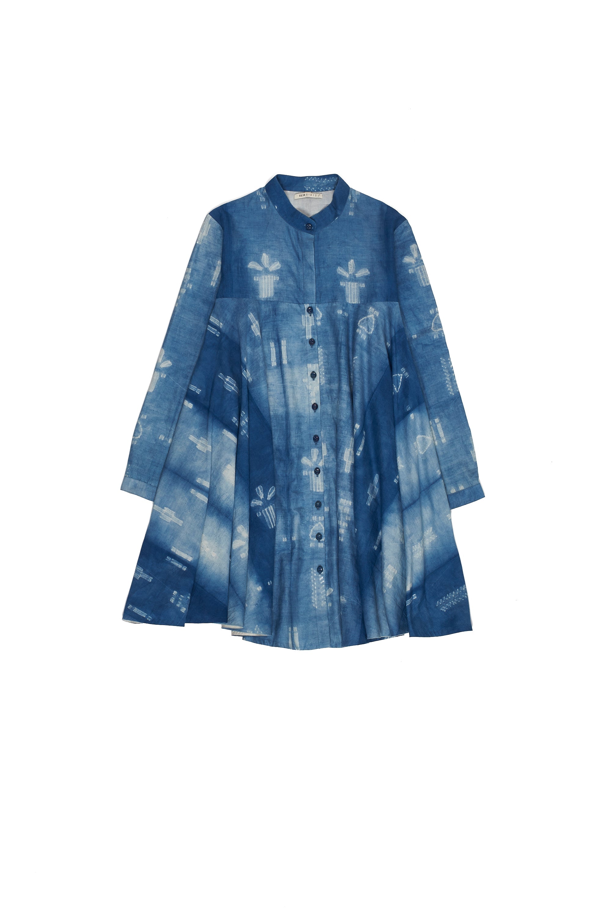 MEDIUM INDIGO SHIBORI COTTON SILK BLEND WOMEN'S DRESS