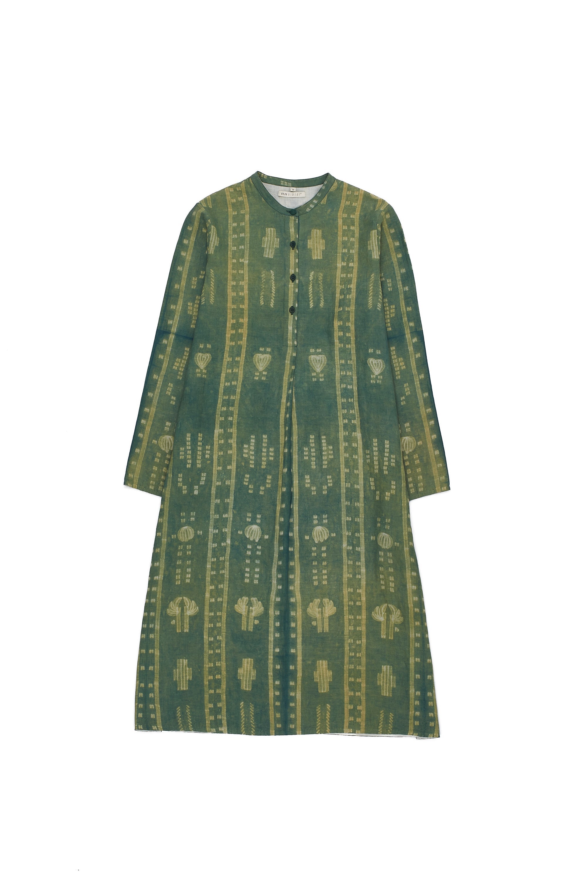 BOTTLE GREEN STATEMENT SHIBORI  DRESS