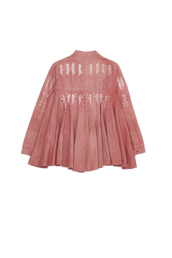 Chalk Pink Shibori Cotton Silk Shirt
