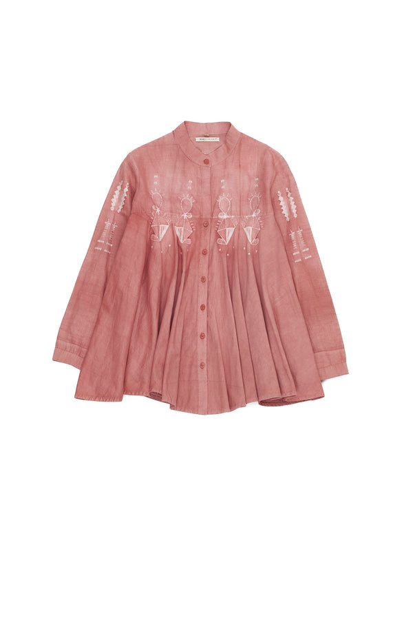 Chalk Pink Shibori Cotton Silk Shirt