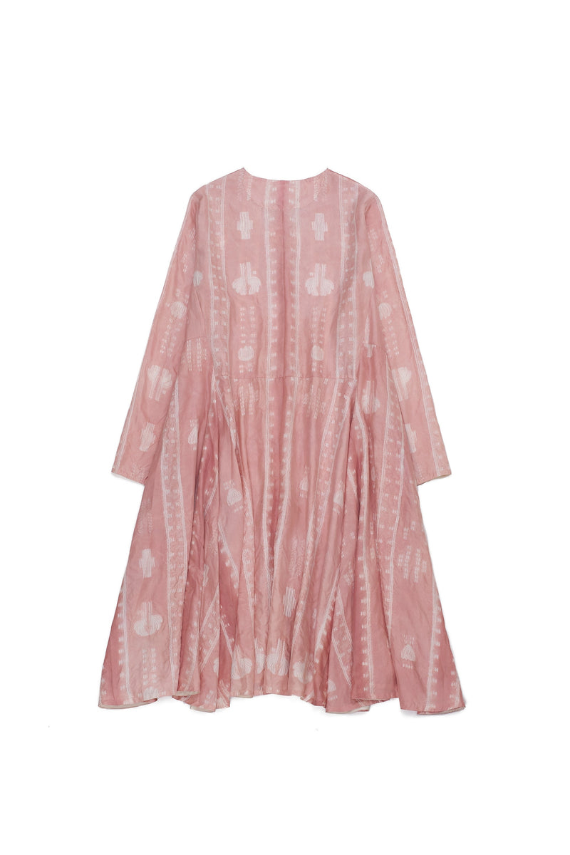 CHALK PINK SHIBORI SOFT SILK DRESS