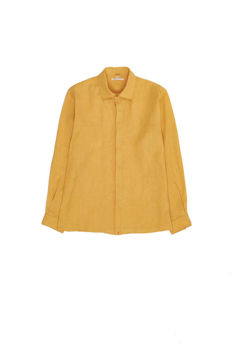 MANGO YELLOW LINEN MENS SHIRT
