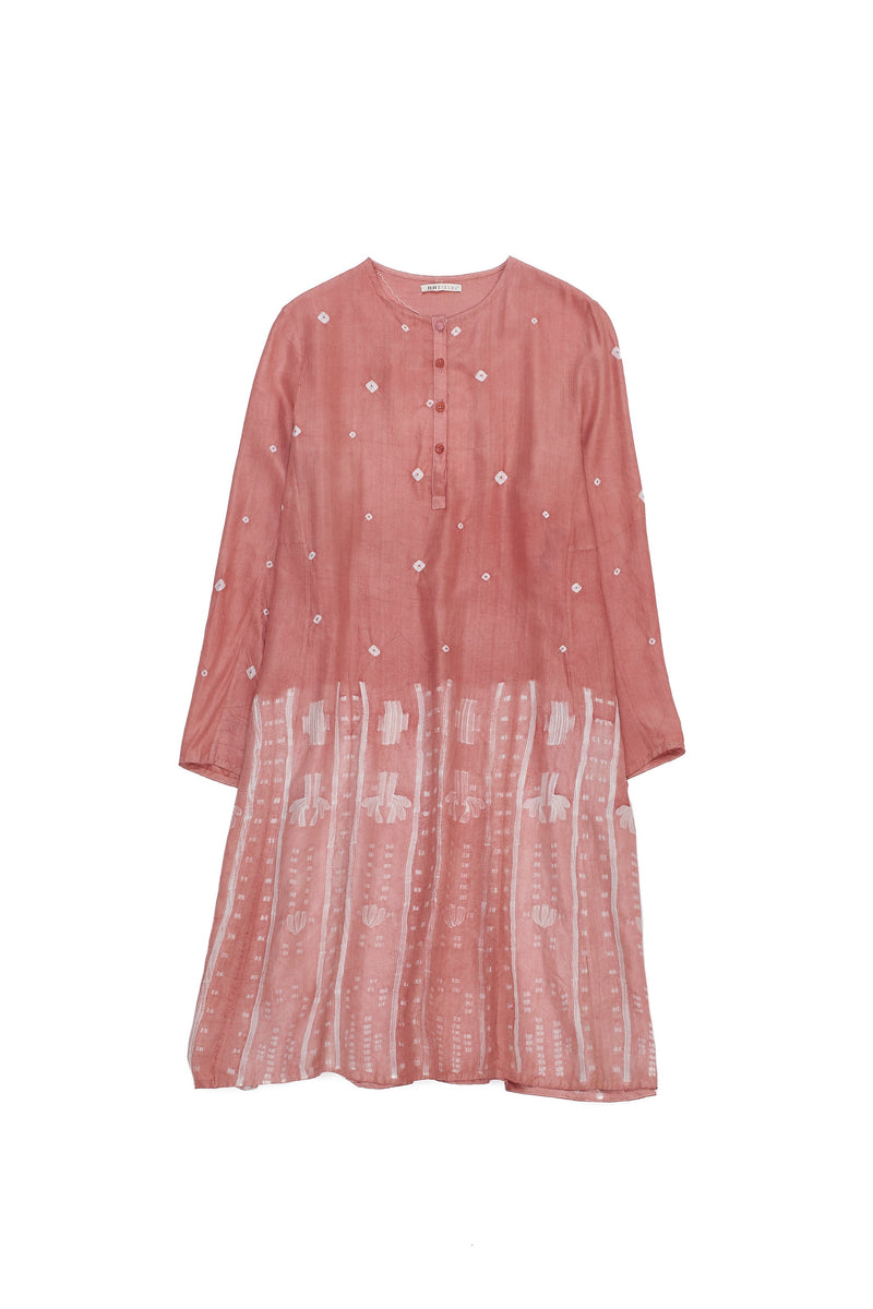 CHALK PINK SILK SHIBORI DRESS