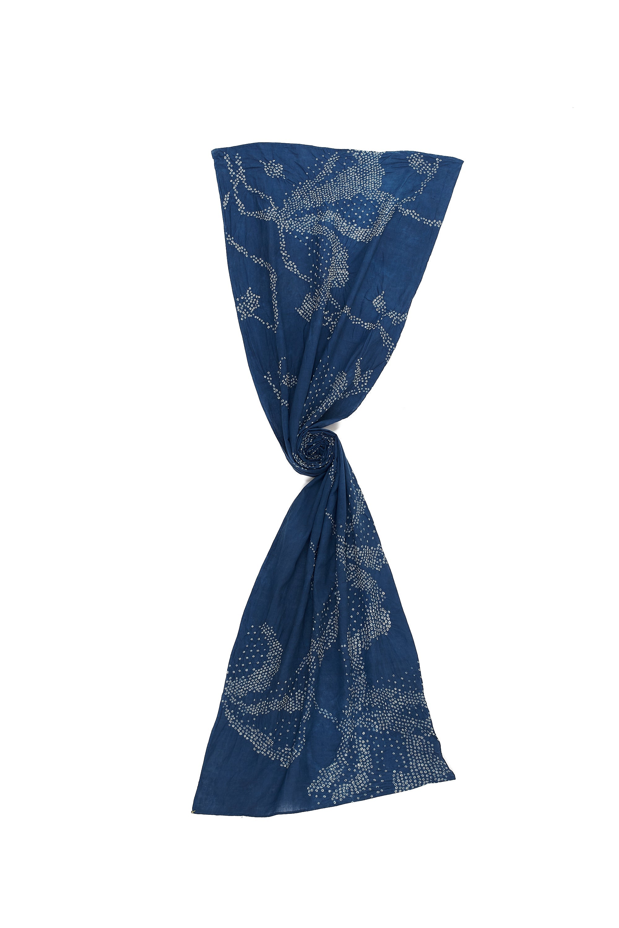 MEDIUM INDIGO COTTON BANDHANI SCARF