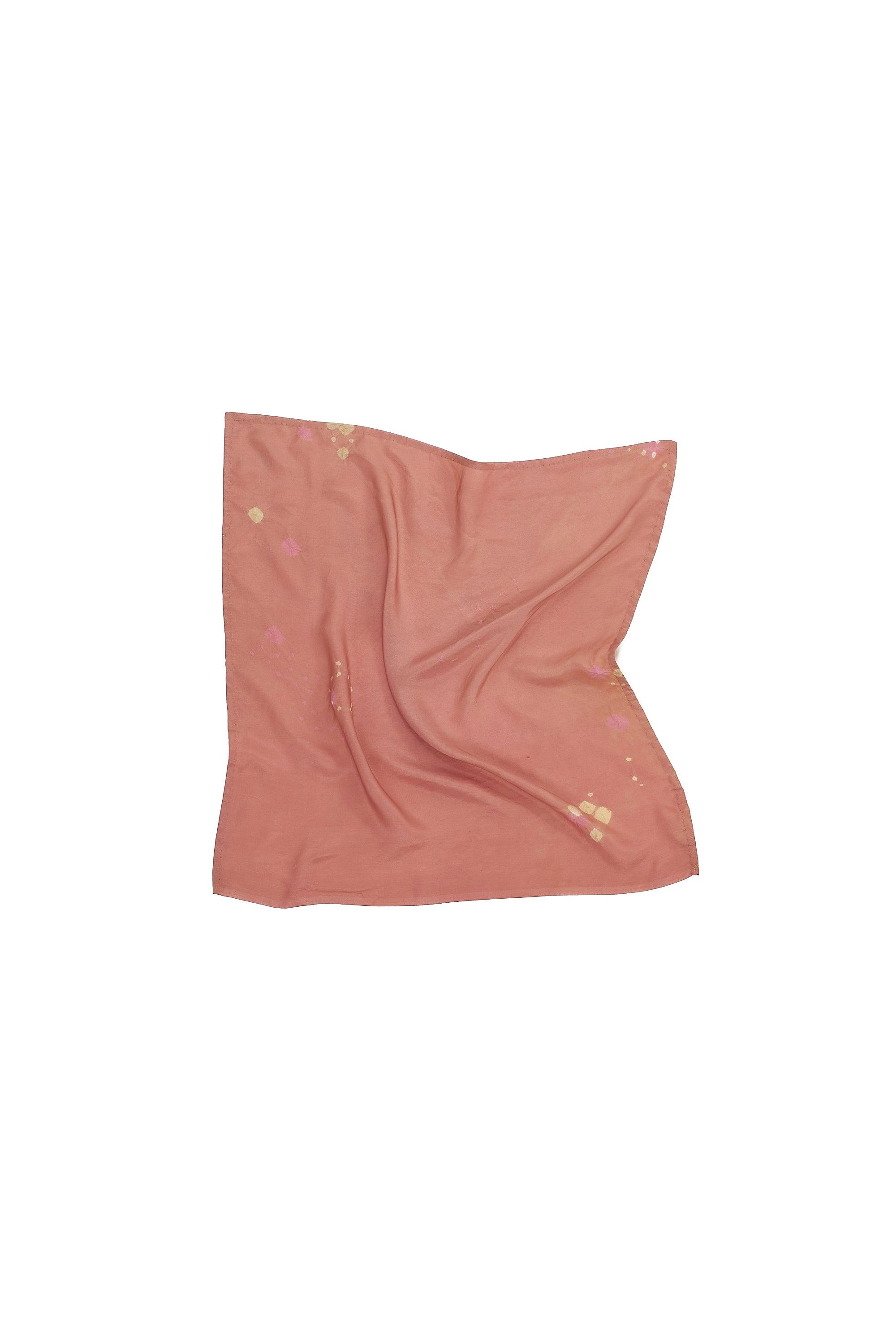 PEACH BANDHANI SILK SQUARE SCARF