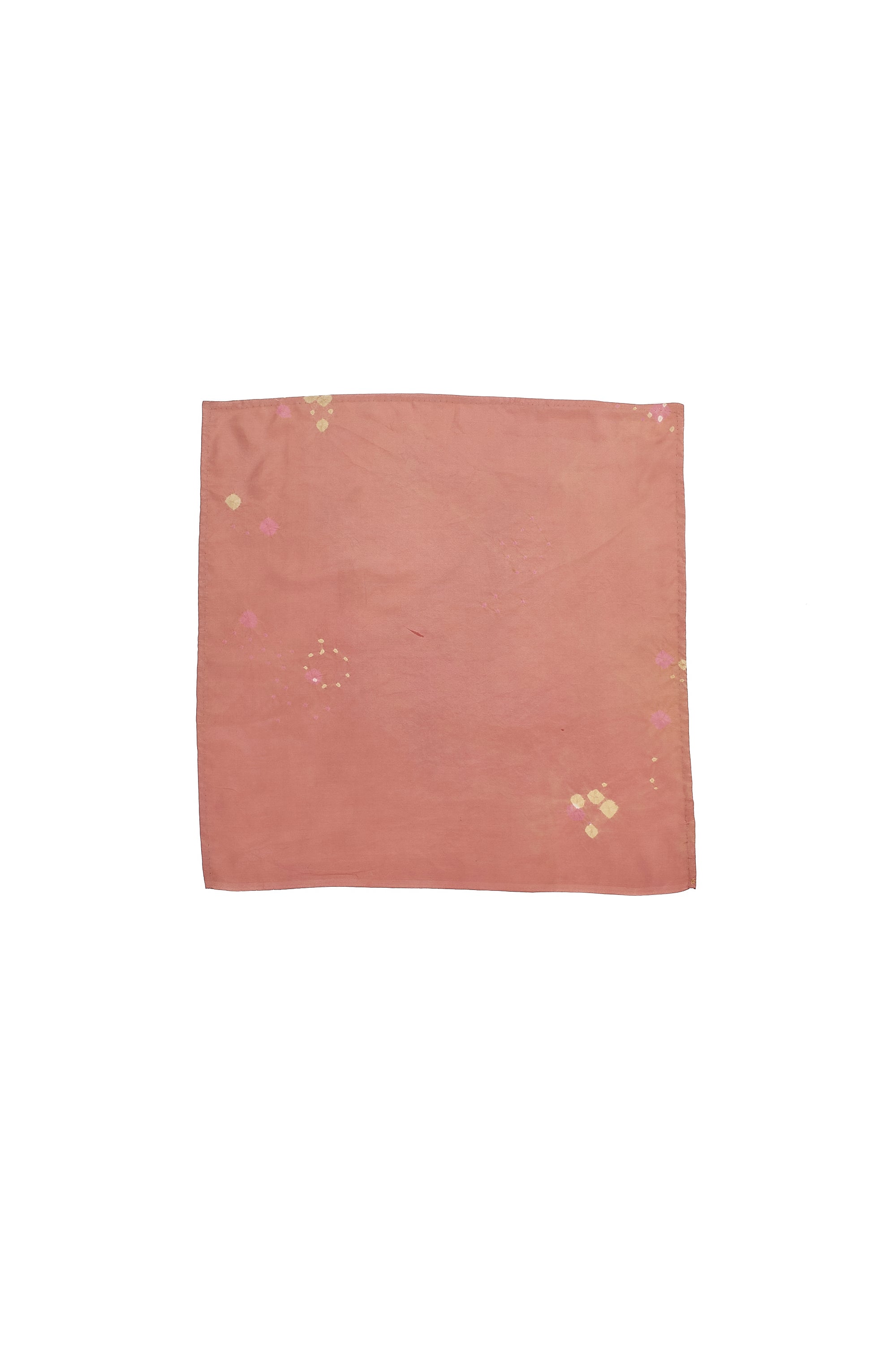 PEACH BANDHANI SILK SQUARE SCARF