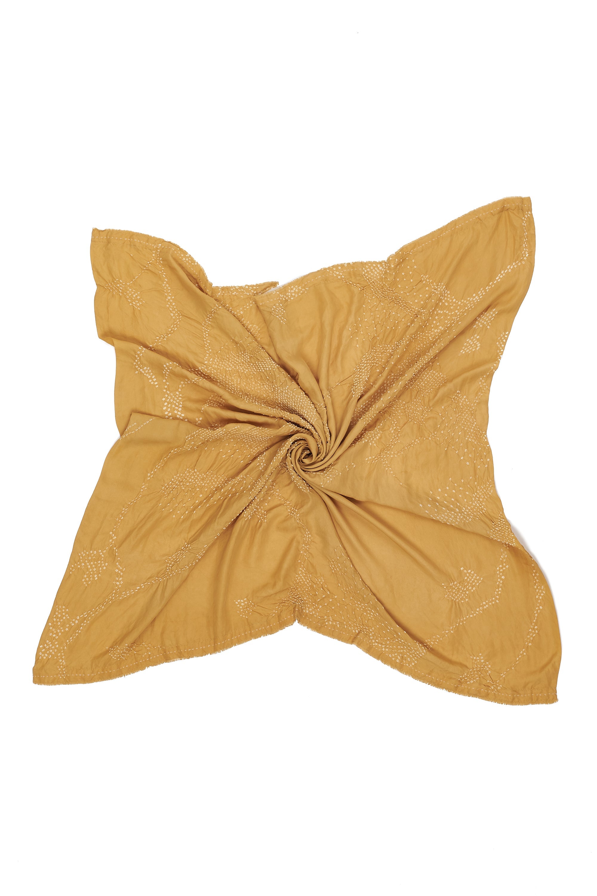 OCHER YELLOW SILK WITH BANDHANI SCARF