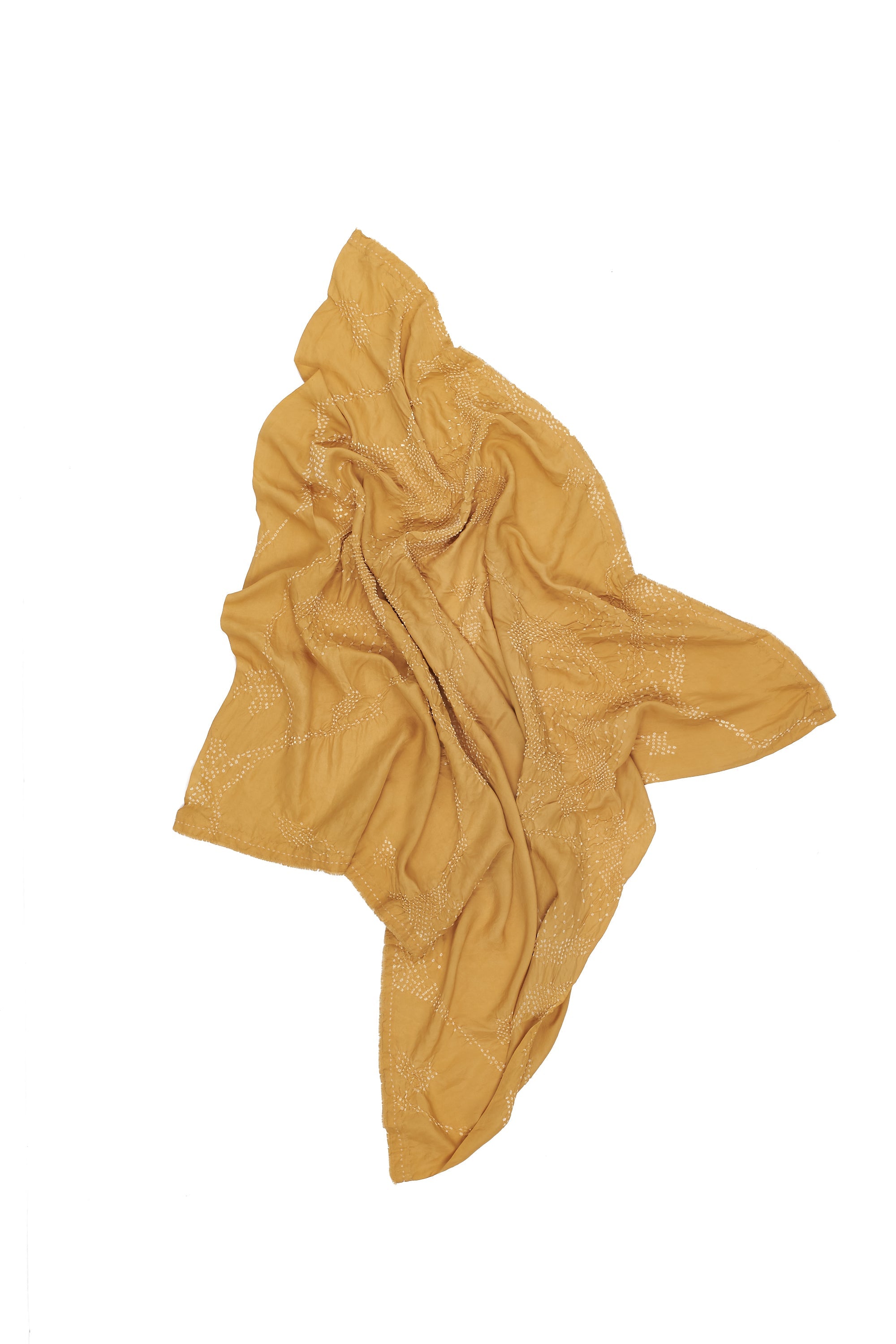 OCHER YELLOW SILK WITH BANDHANI SCARF