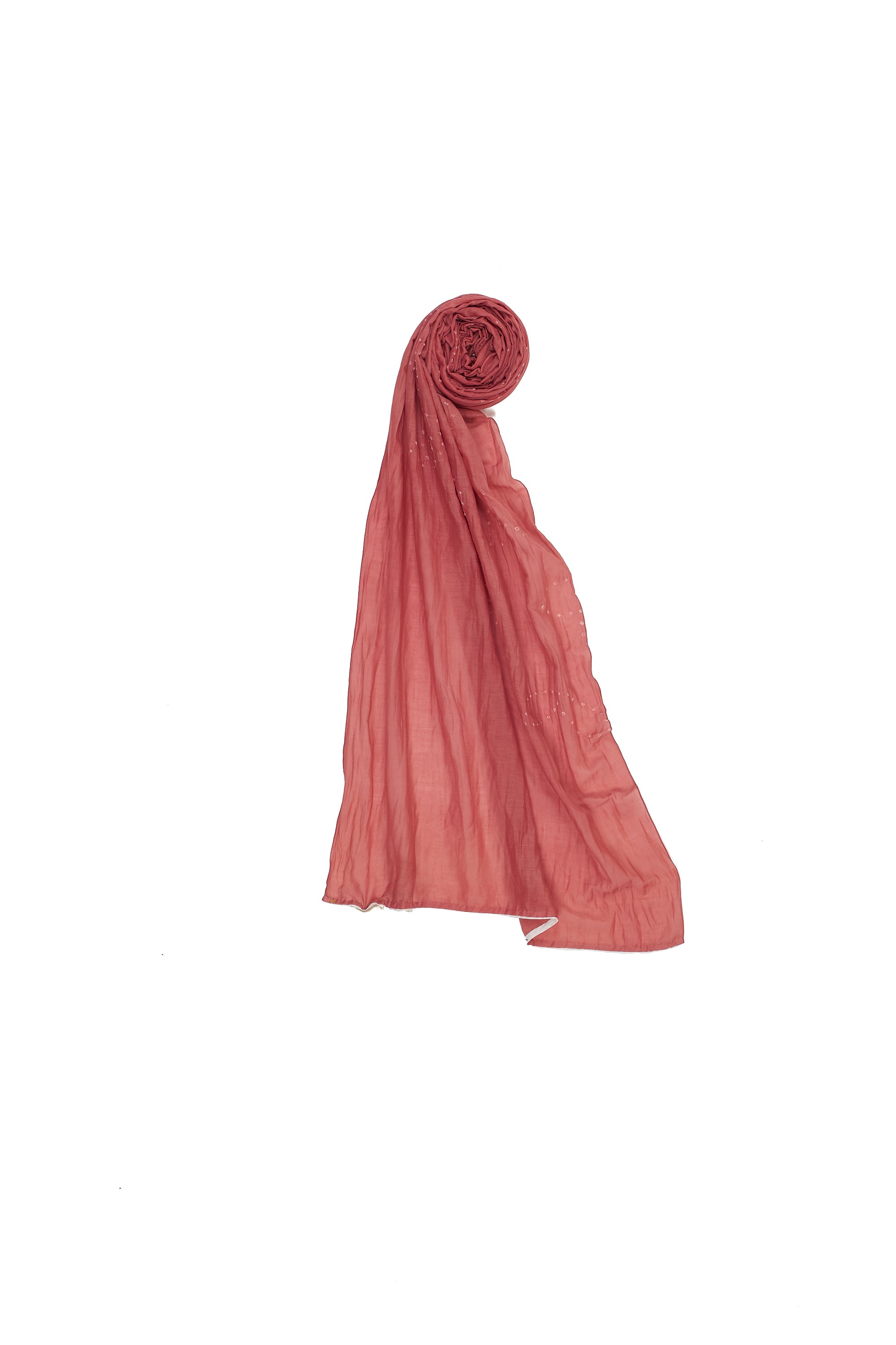 PINK WOOD SILK WITH BANDHANI SCARF