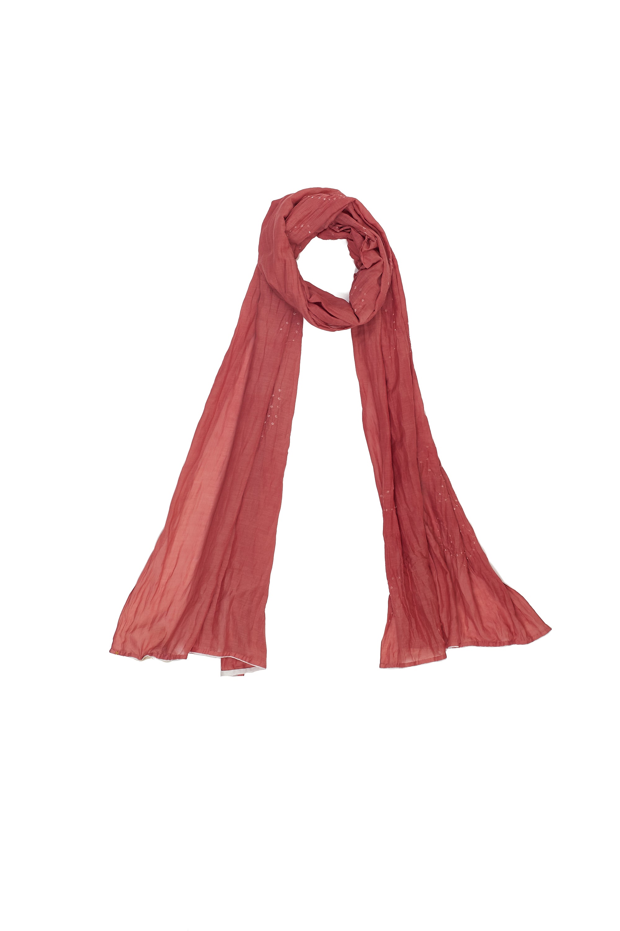 PINK WOOD SILK WITH BANDHANI SCARF