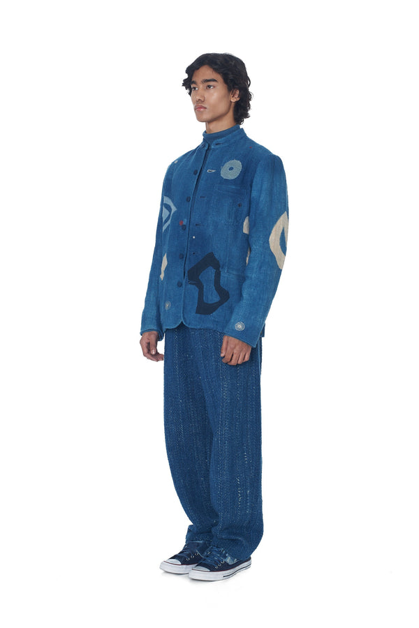 INDIGO DYED TEXTURED STATEMENT JACKET