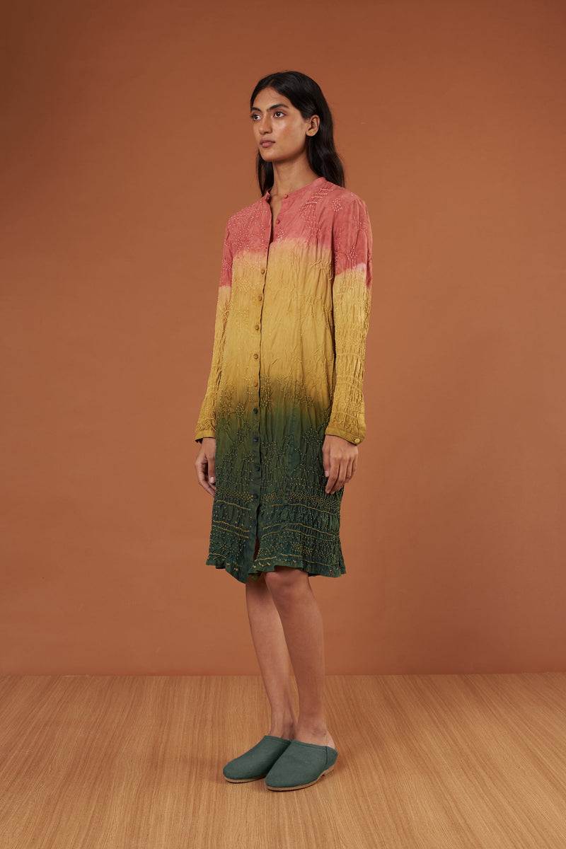 Multi Colour Silk Bandhani Dress