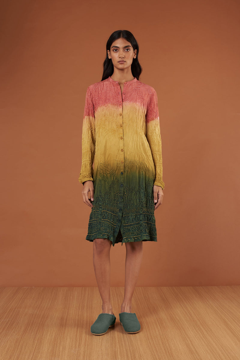 Multi Colour Silk Bandhani Dress