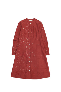 Crimson Pink Shibori Shirt Dress