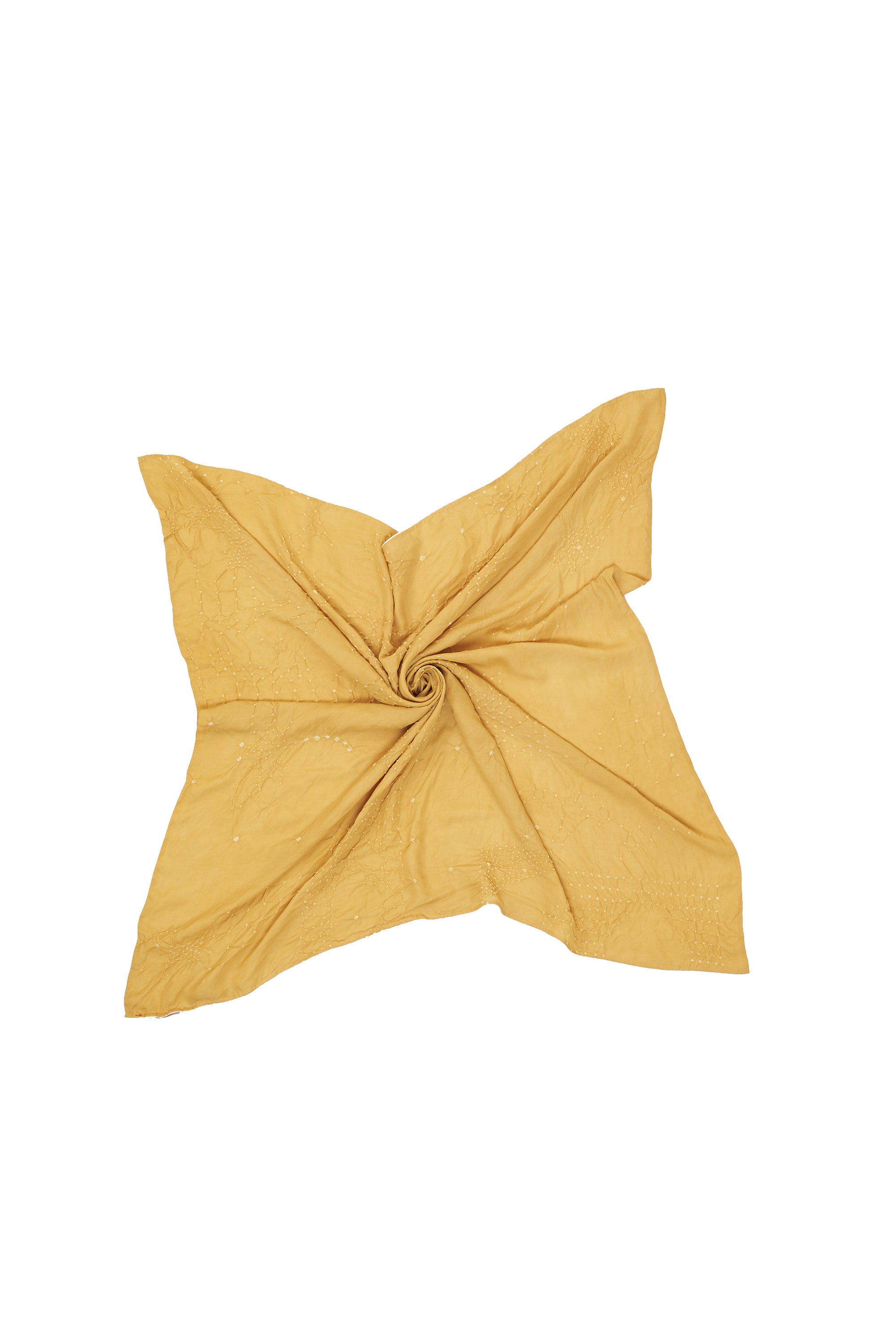 OCHRE YELLOW SILK WITH BANDHANI SCARF