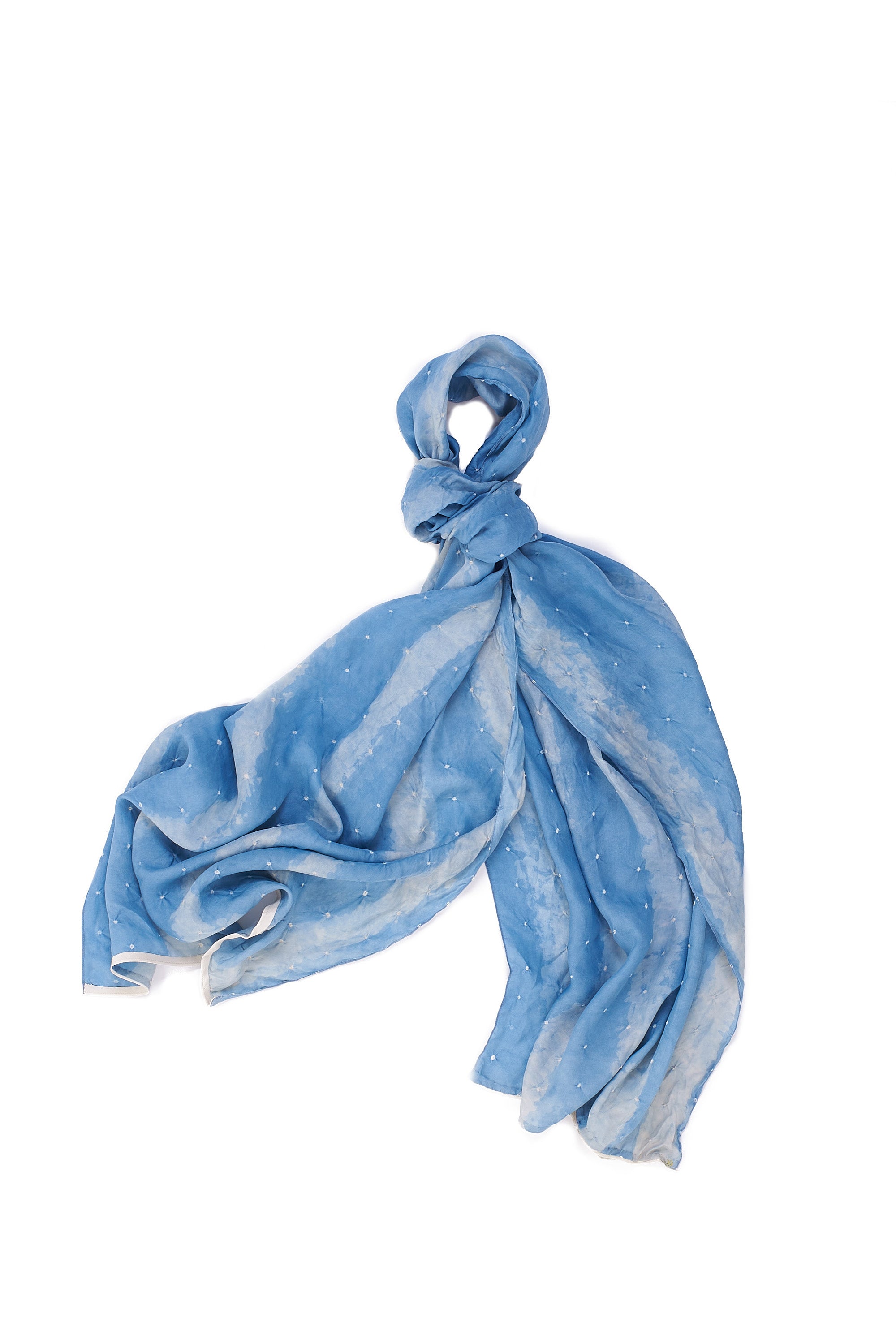 GRADIENT INDIGO SILK WITH BANDHANI SCARF