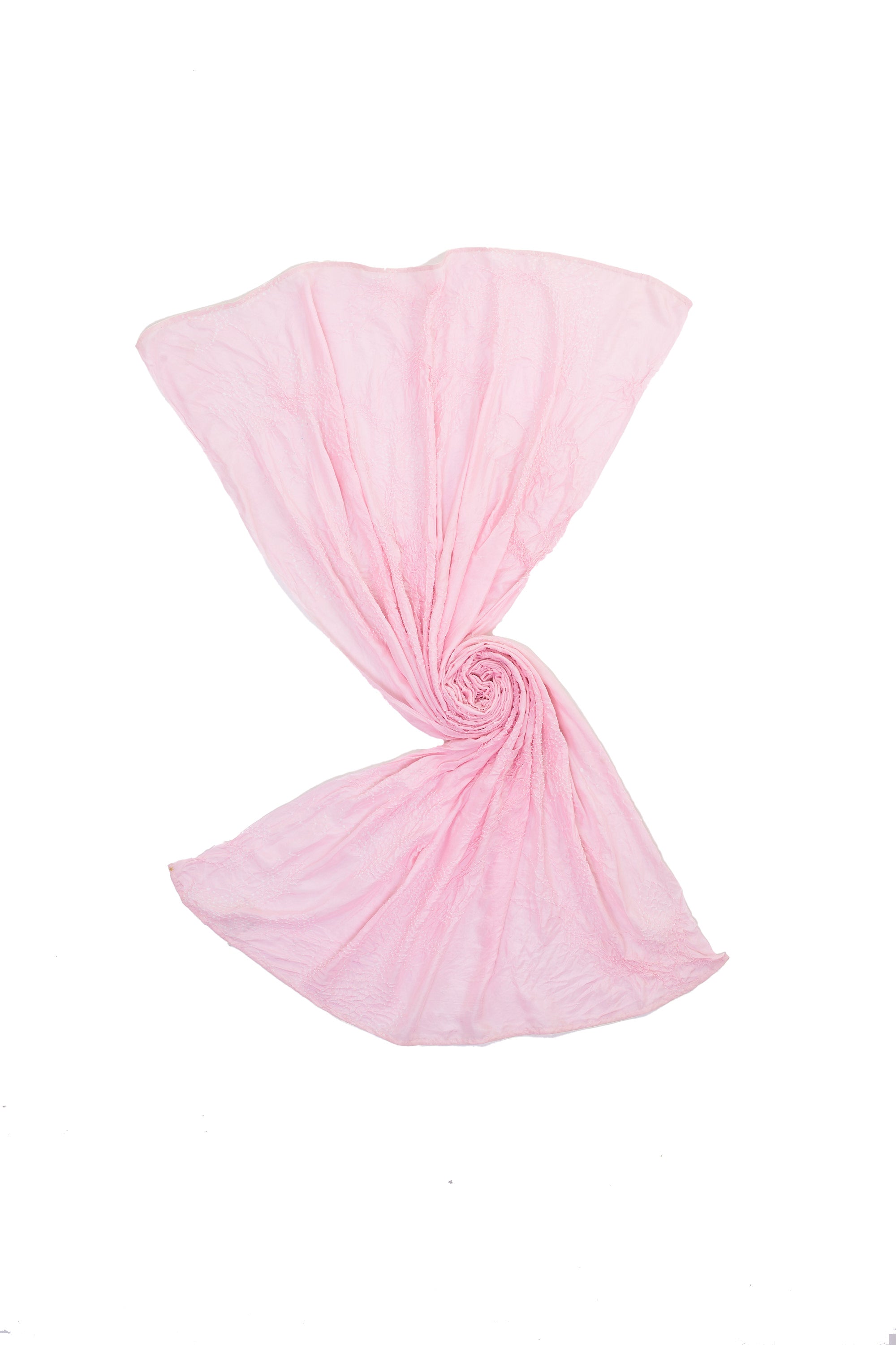 LIGHT PINK SILK WITH BANDHANI SHAWL