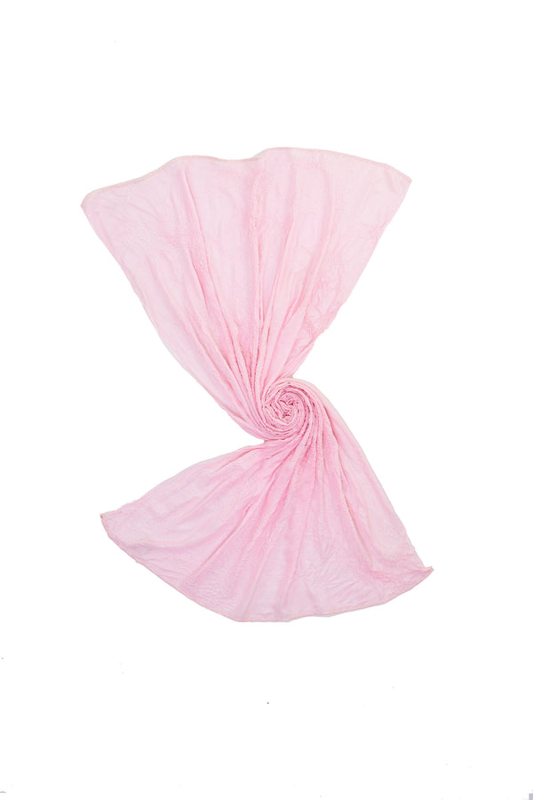 LIGHT PINK SILK WITH BANDHANI SHAWL