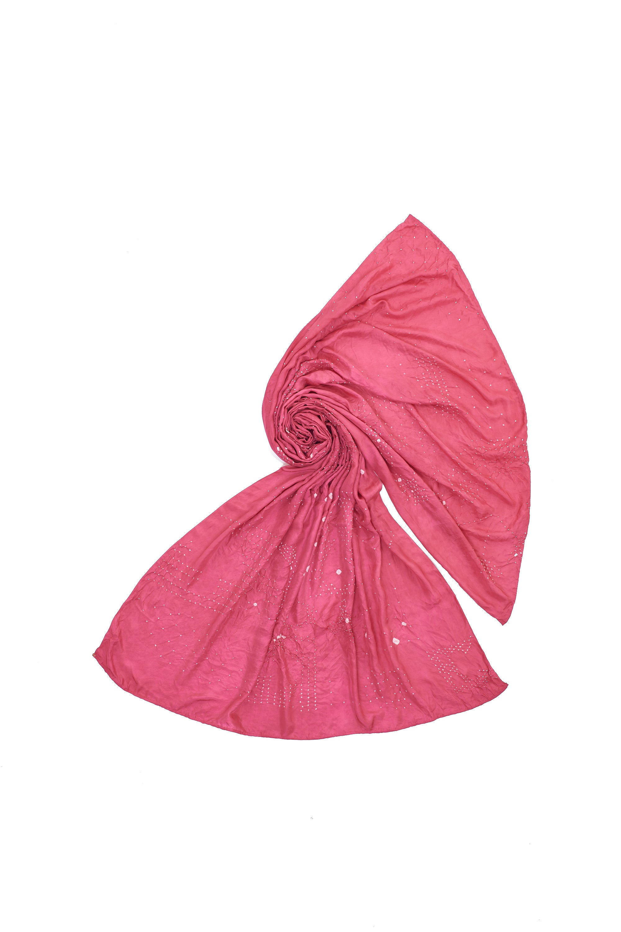 PINK WOOD SILK WITH BANDHANI SCARF