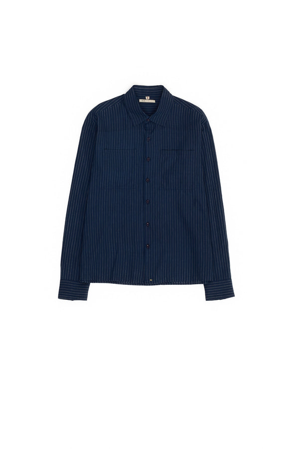 Indigo Dyed Comfort Fit Cotton Shirt