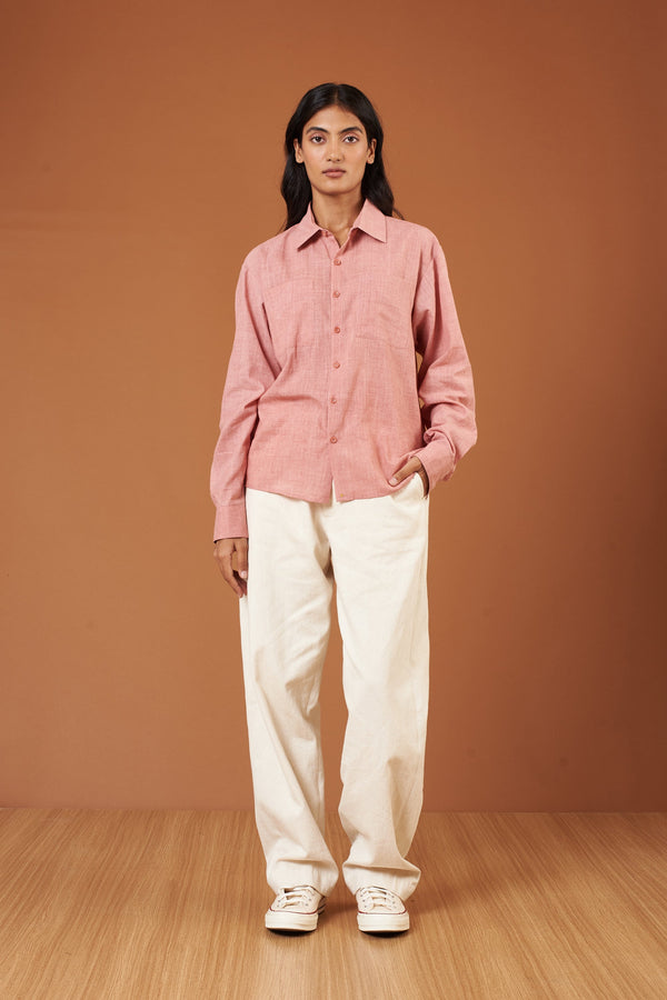 Chalk Pink Solid Fine Cotton Shirt