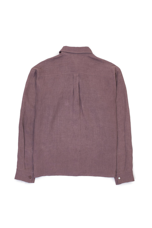 RELAXED FIT LINEN SHIRT IN WINE COLOR