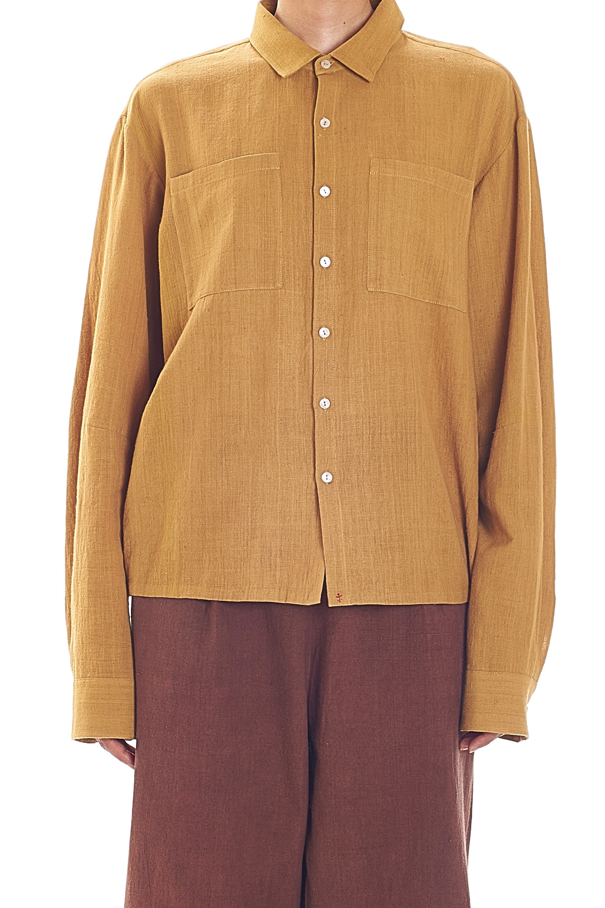 MUSTARD YELLOW PATCH POCKET SHIRT ORGANIC COTTON