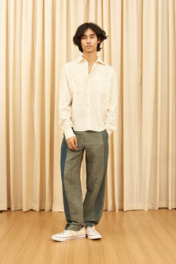 INDIGO YARN DYED STRIPES COTTON PANT