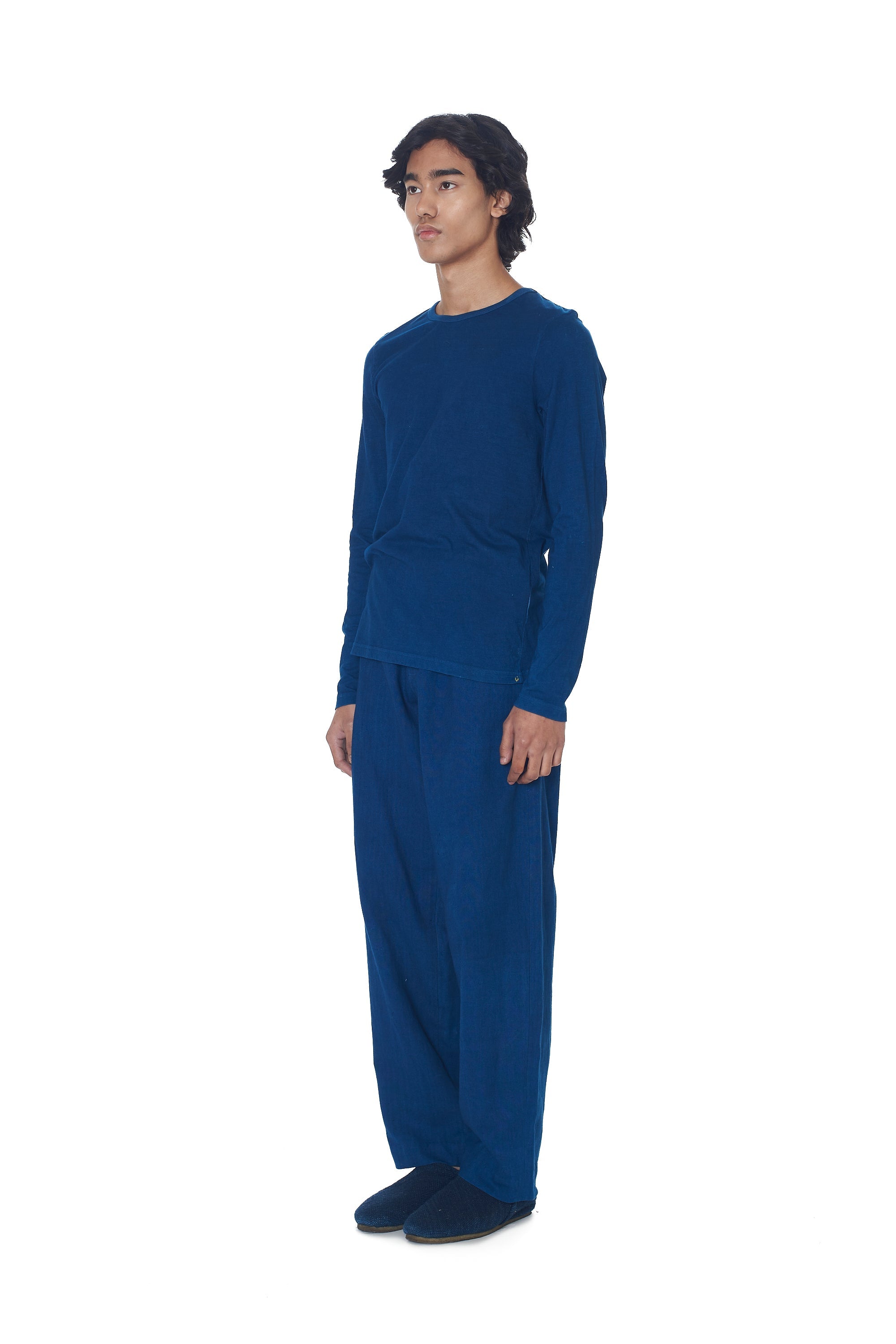 INDIGO ORGANIC COTTON FULL SLEEVES T-SHIRT