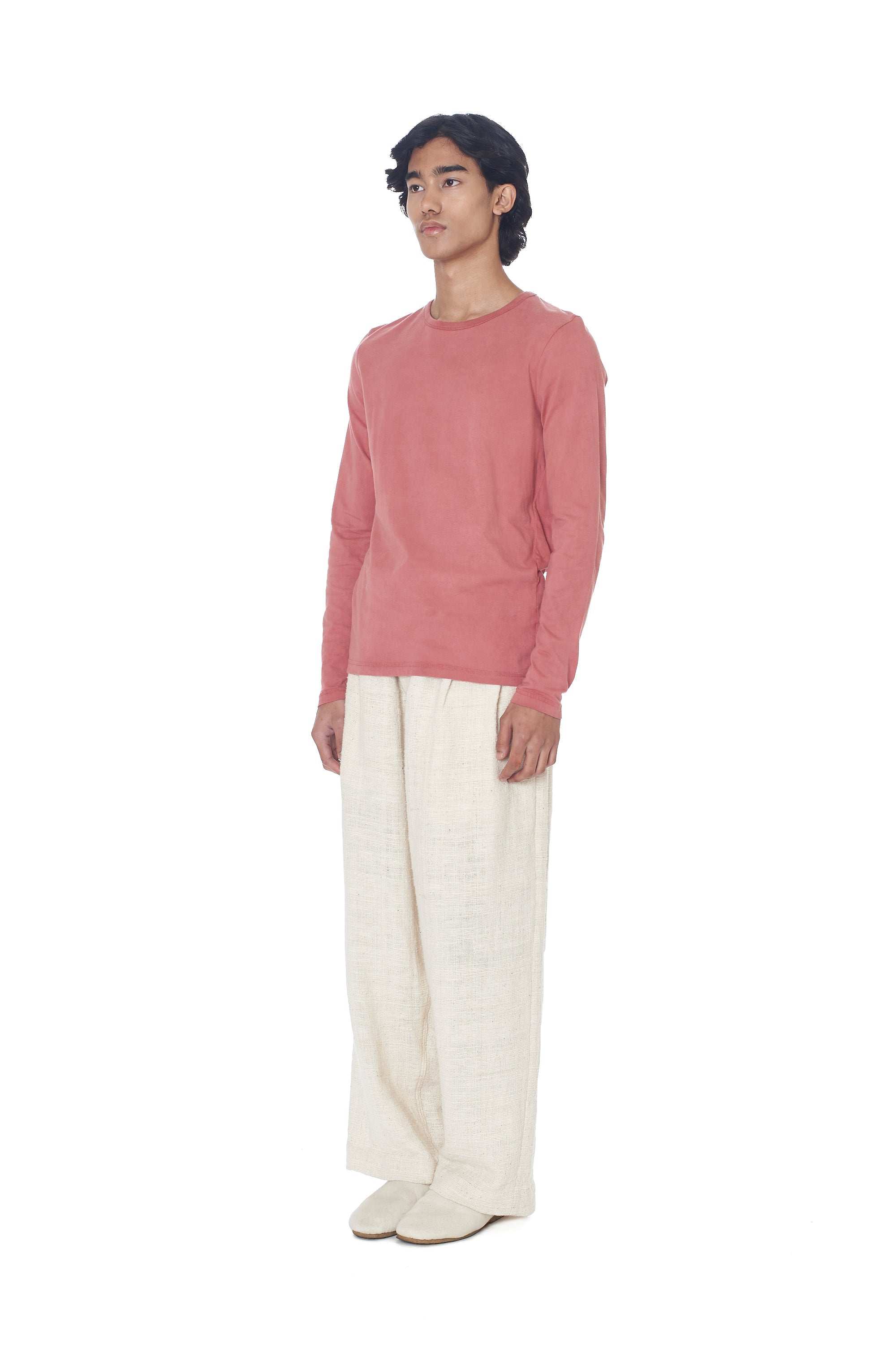 CHALK PINK ORGANIC COTTON FULL SLEEVES T-SHIRT