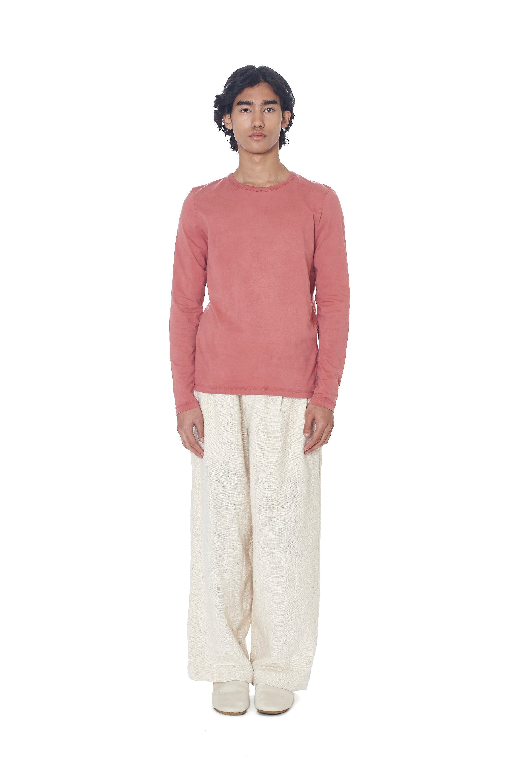CHALK PINK ORGANIC COTTON FULL SLEEVES T-SHIRT