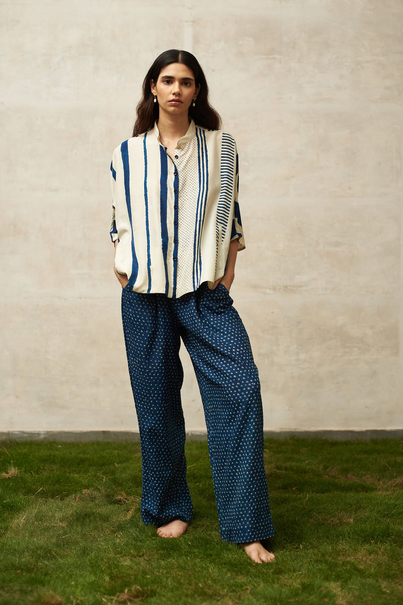 BLOCK PRINTED SOFT SILK SHIRT