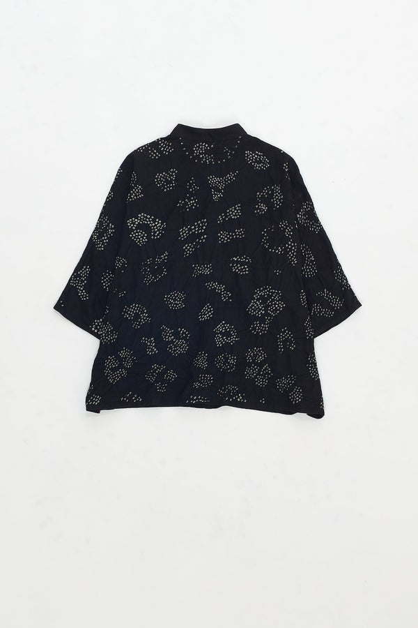 BLACK FINE COTTON BANDHANI SHIRT