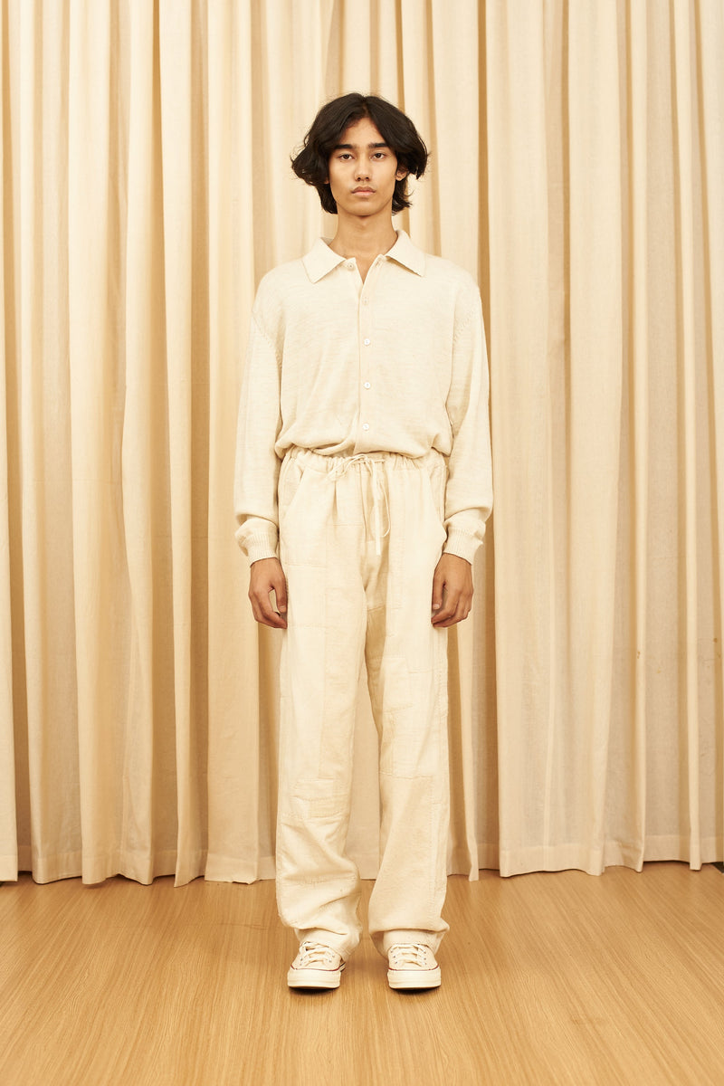 Off- White Textured Statement Boro Straight Fit Pants