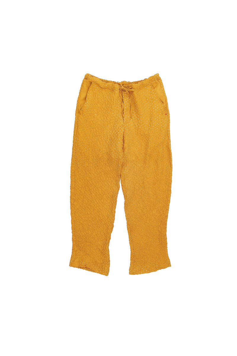 Mango Yellow All Over Bandhani Silk Pants