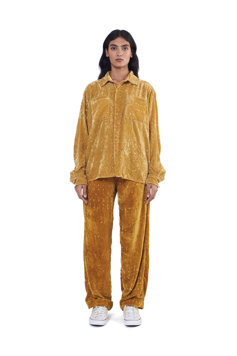 Ochre Yellow Bandhani Unisex Velvet Pants