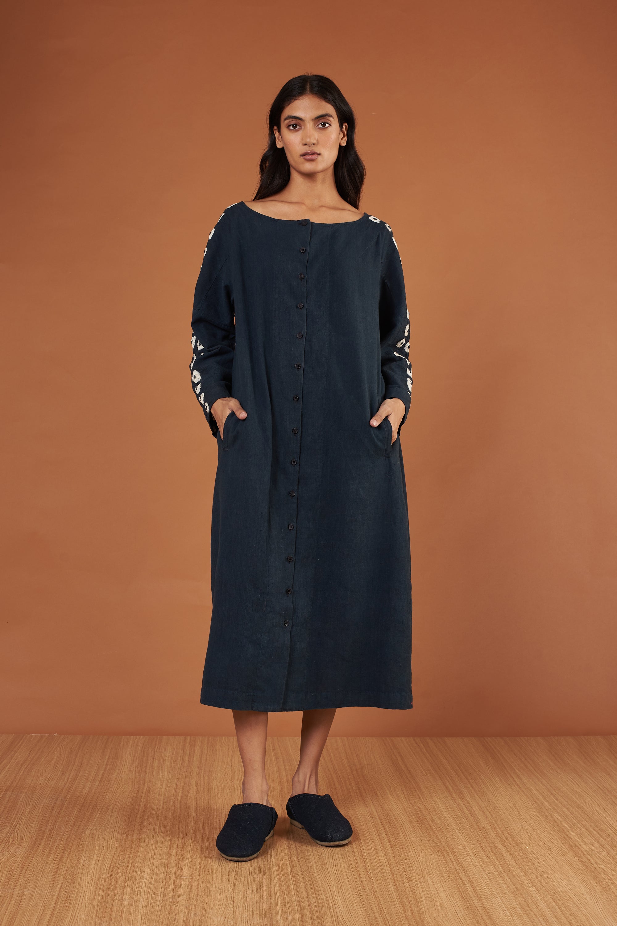 MIDNIGHT INDIGO COTTON WOMEN DRESS