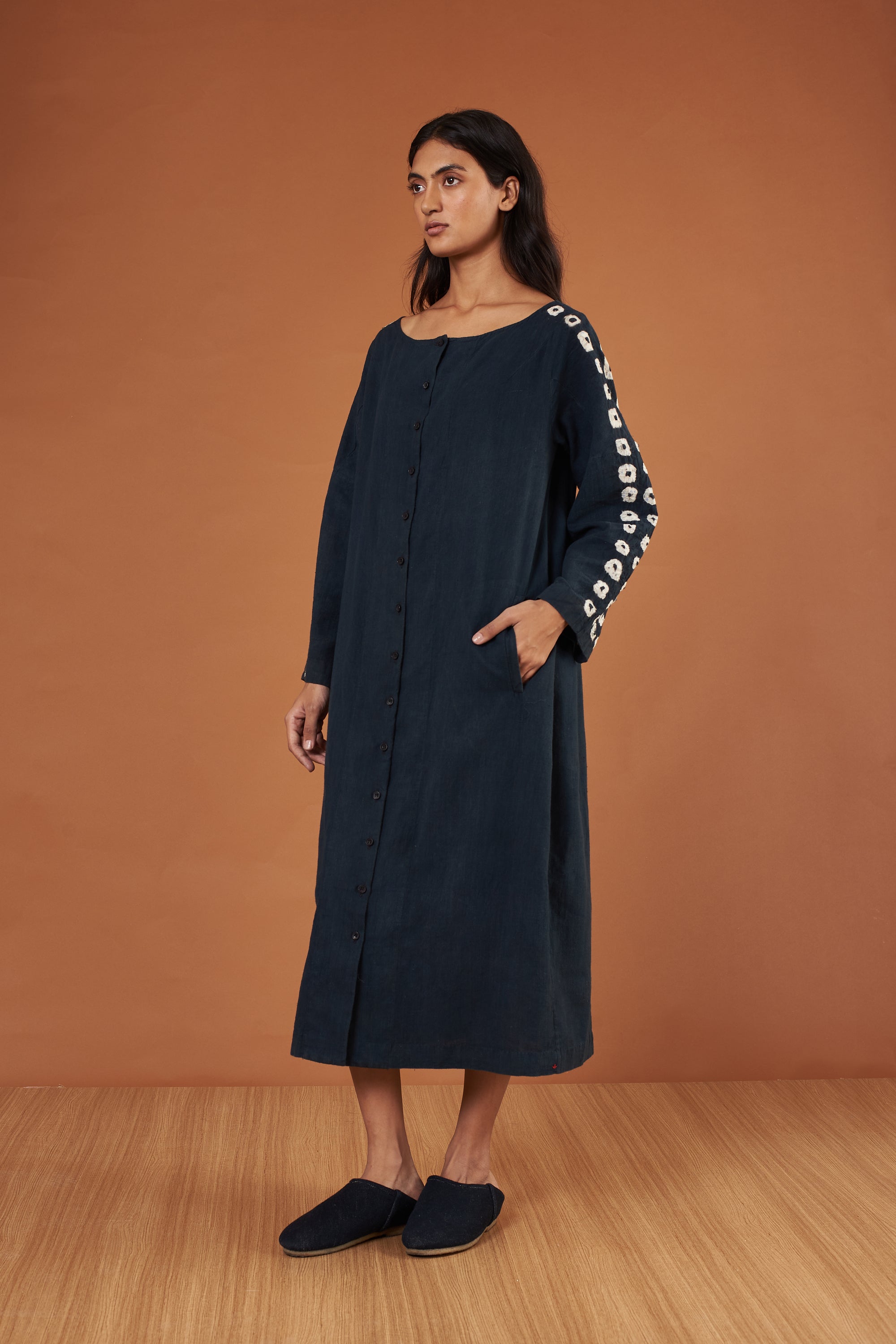 MIDNIGHT INDIGO COTTON WOMEN DRESS