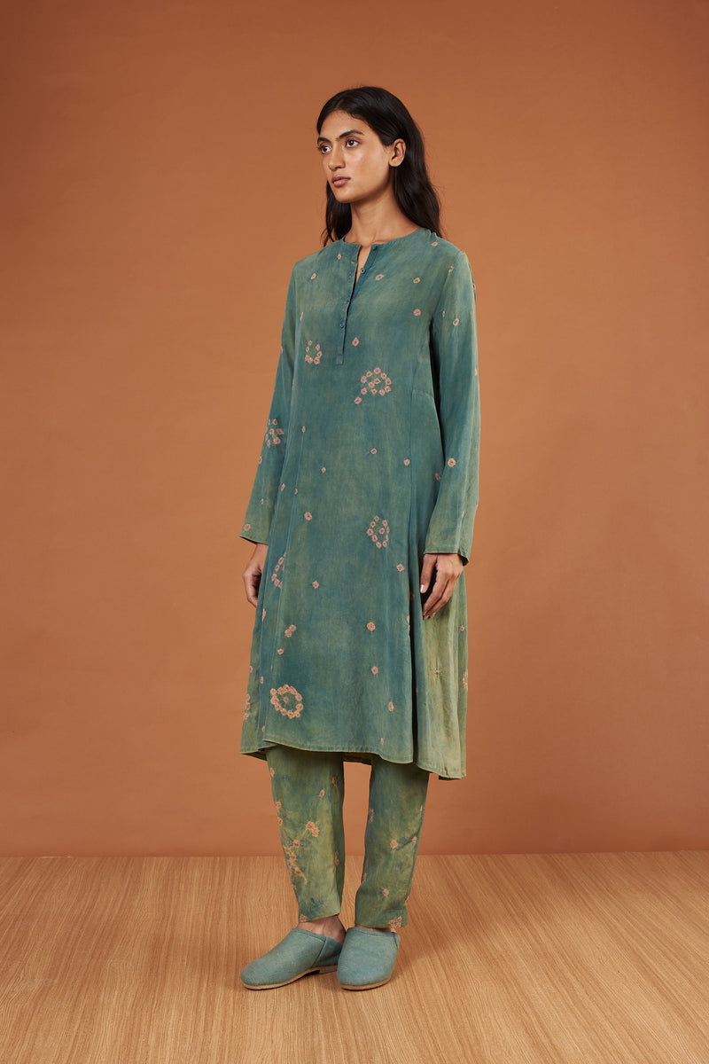 Multi-Coloured Bandhani Silk Dress