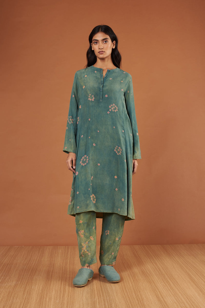 Multi-Coloured Bandhani Silk Dress