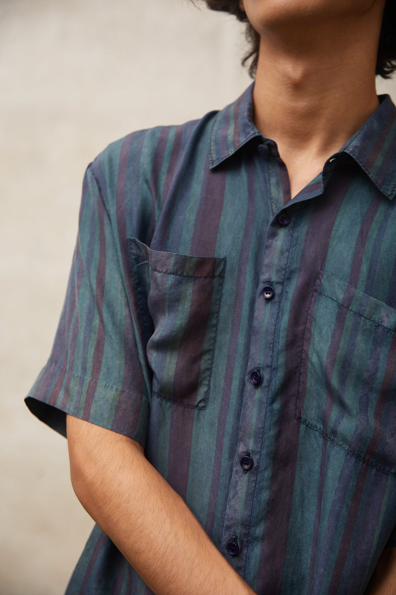 SCREENPRINTED UNISEX SILK SHIRT